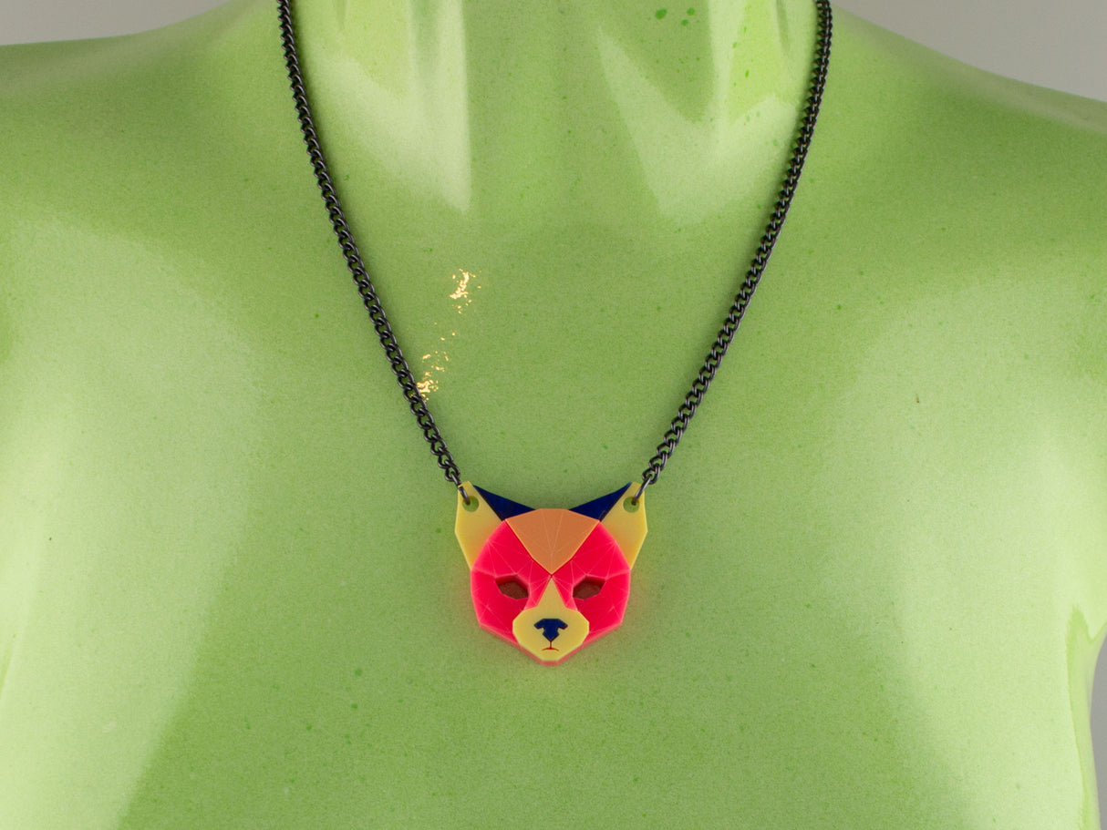 Black Cat Head Necklace - Comet