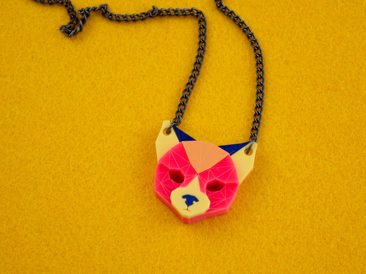 Black Cat Head Necklace - Comet