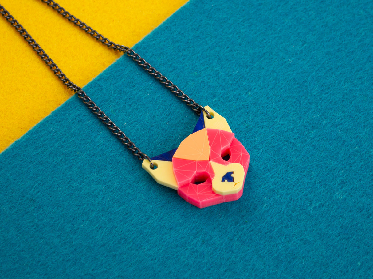 Black Cat Head Necklace - Comet