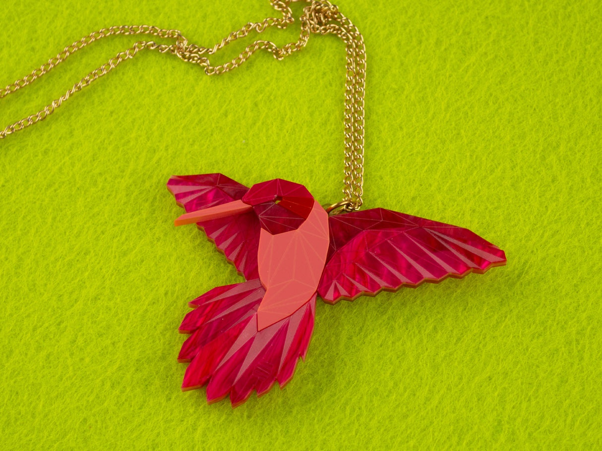 Hummingbird Pendant - Lunar Red