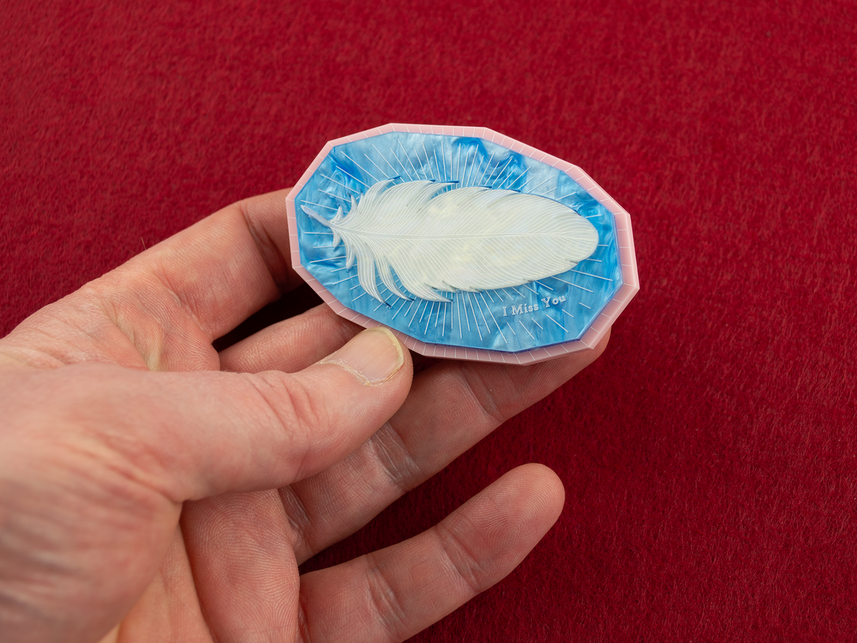 ‘I Miss You’ Brooch - Sky Blue