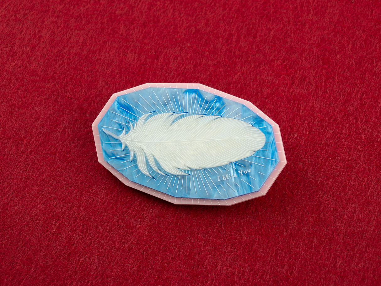 ‘I Miss You’ Brooch - Sky Blue