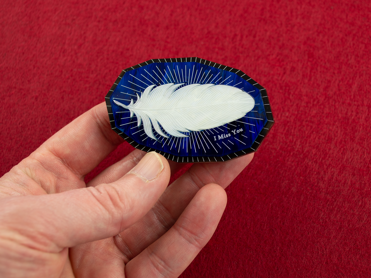 ‘I Miss You’ Brooch - Midnight Blue