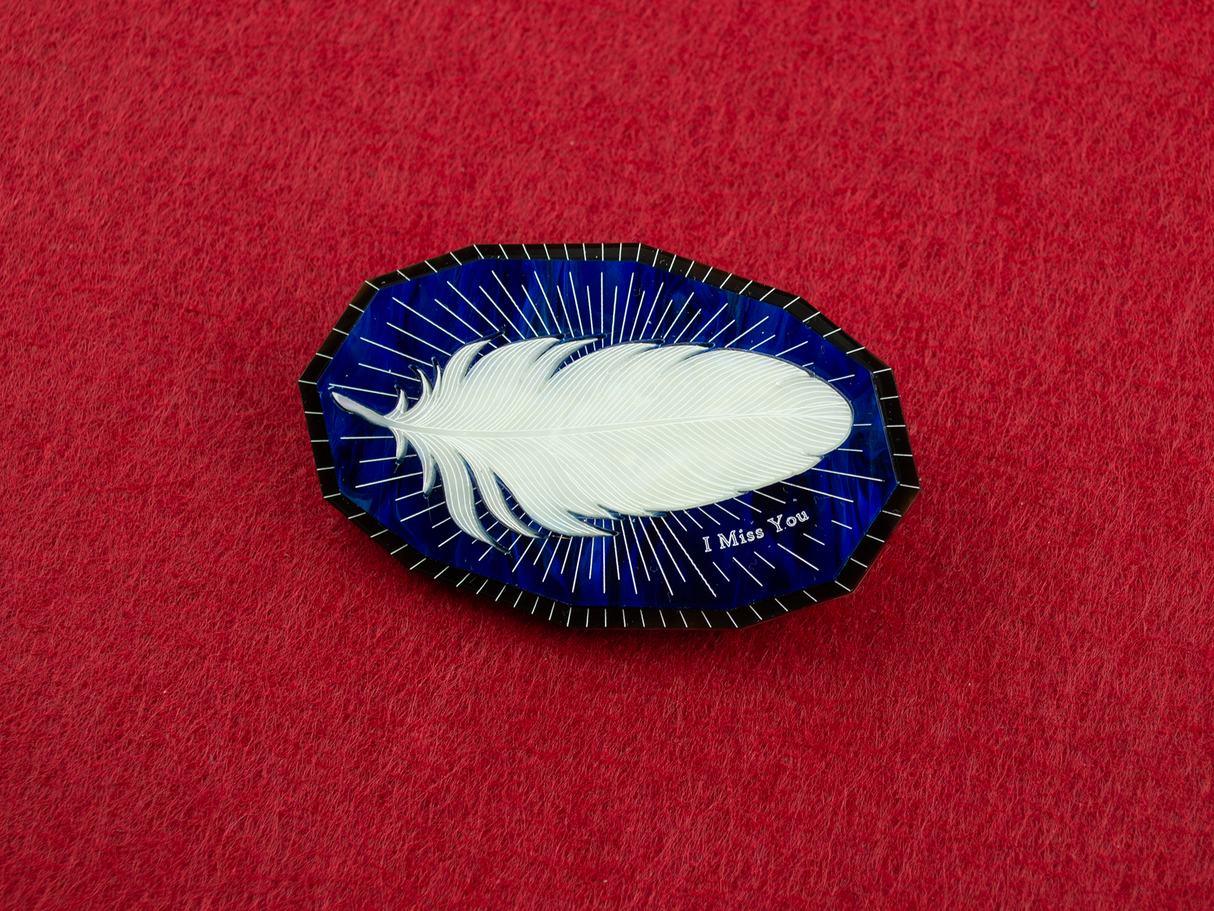 ‘I Miss You’ Brooch - Midnight Blue