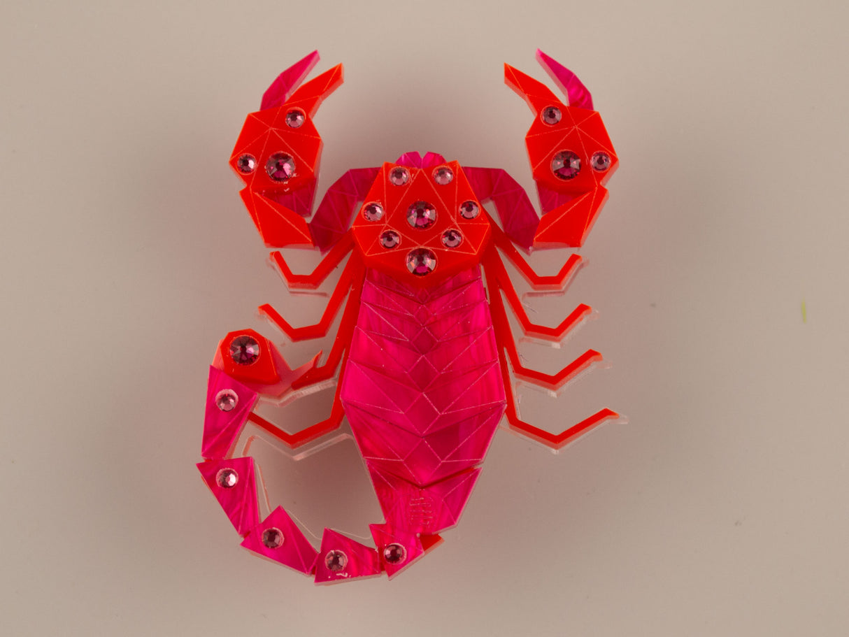 Scorpion Brooch - Lunar Red