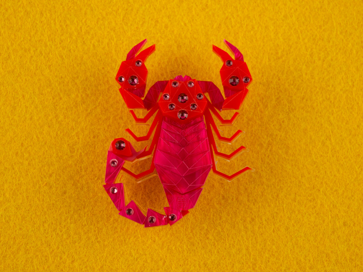Scorpion Brooch - Lunar Red