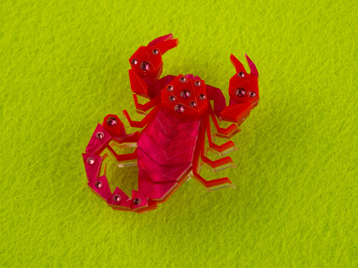 Scorpion Brooch - Lunar Red