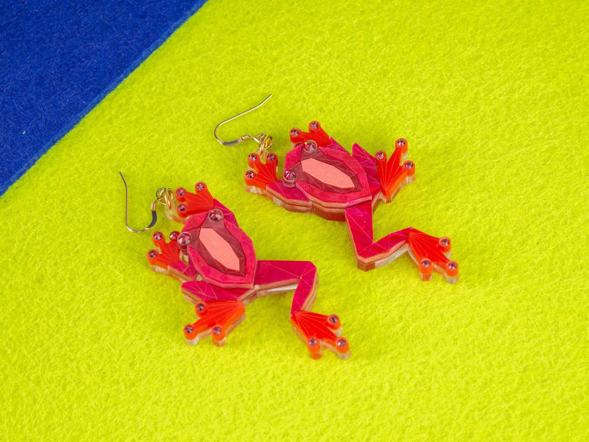 Tree Frog Earrings - Lunar Red