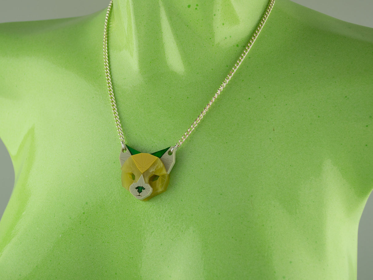 Black Cat Head Necklace - Springer