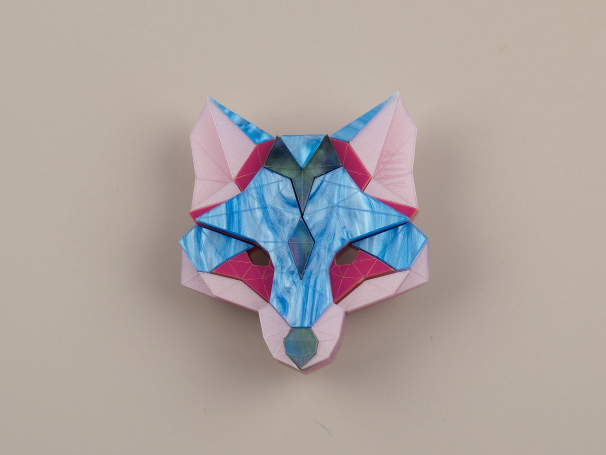 Fox Head Brooch - Water Lilies