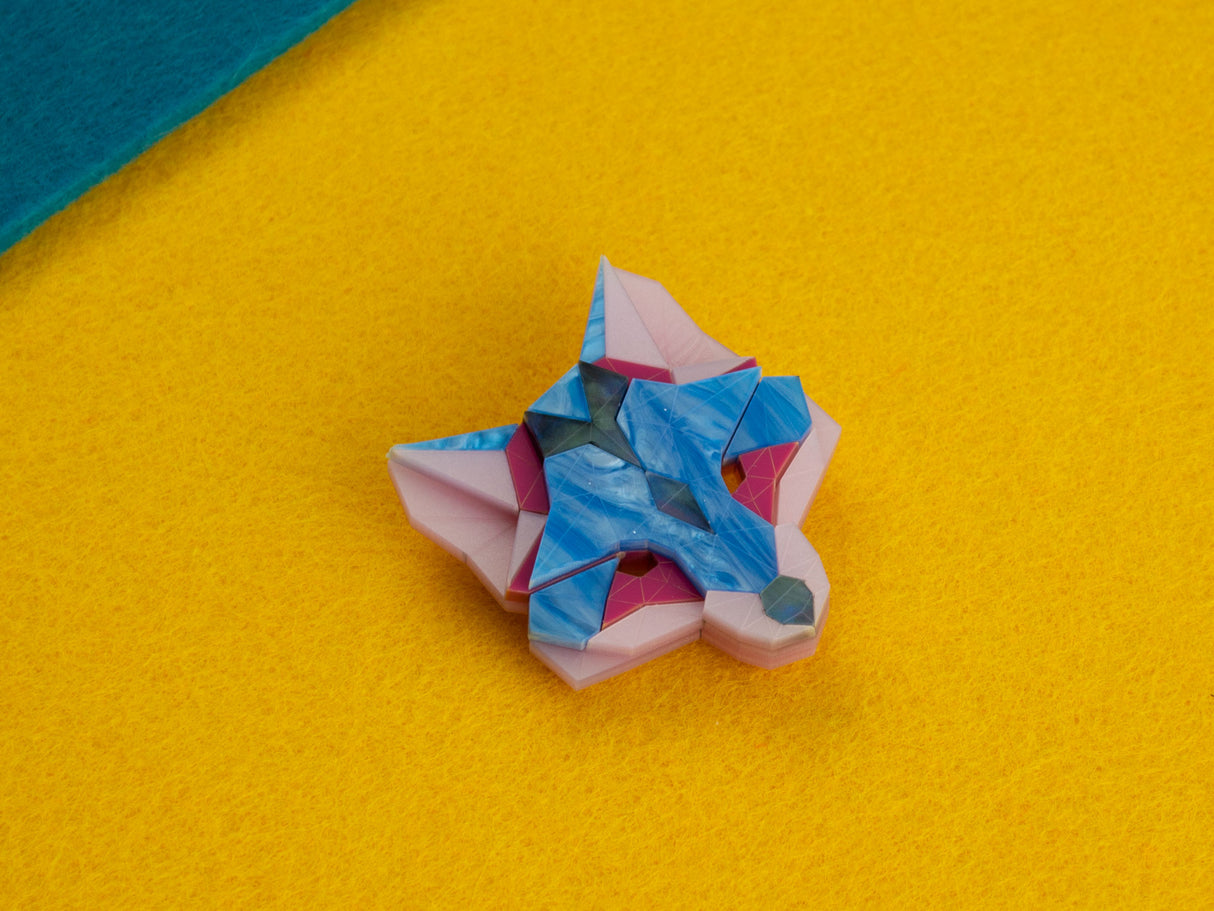 Fox Head Brooch - Water Lilies