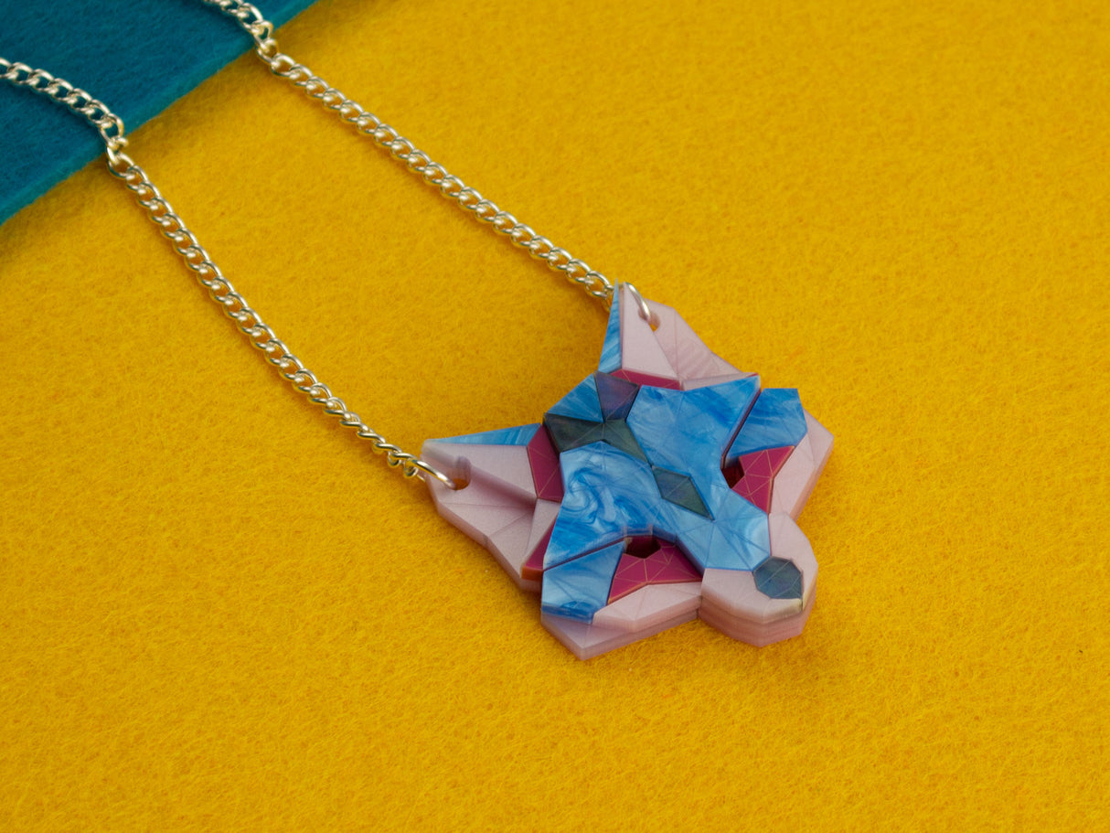 Fox Head Necklace - Water Lilies