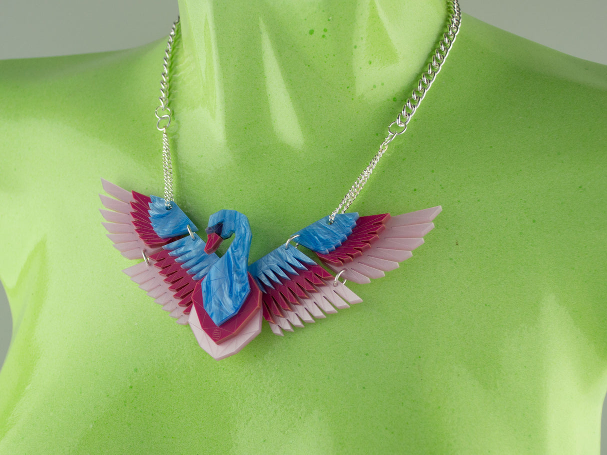 Swan Statement Necklace - Water Lilies