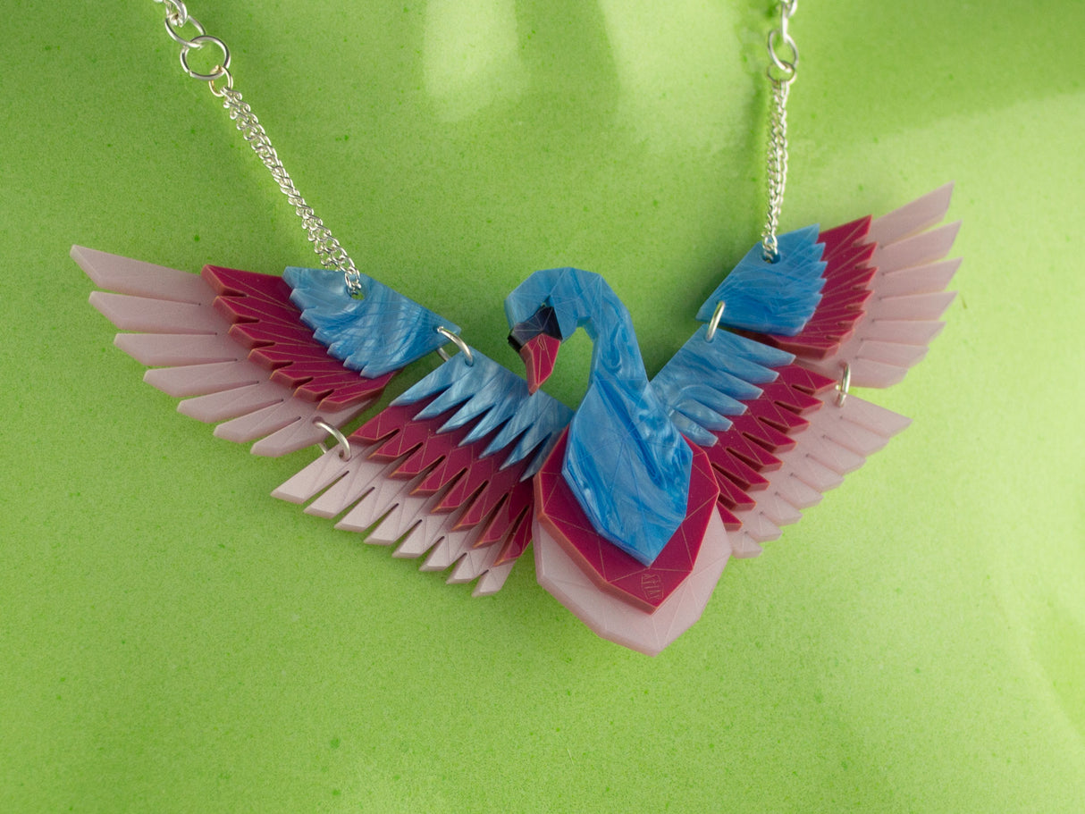 Swan Statement Necklace - Water Lilies