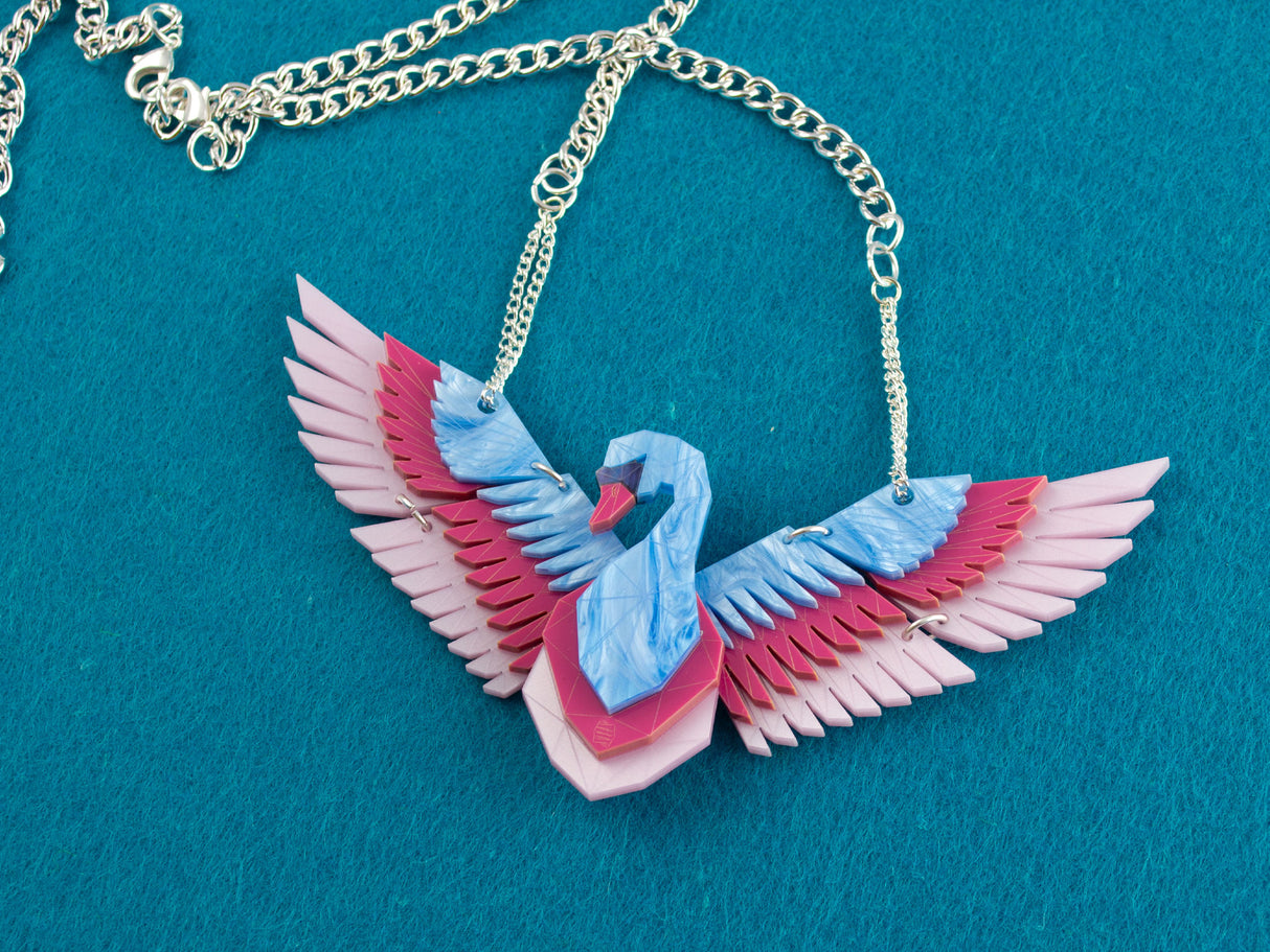 Swan Statement Necklace - Water Lilies