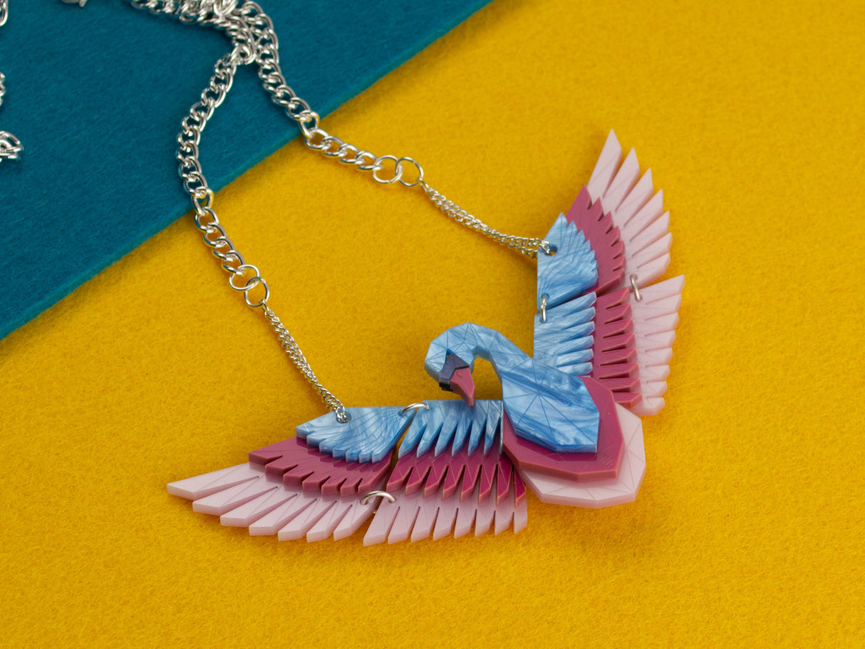 Swan Statement Necklace - Water Lilies