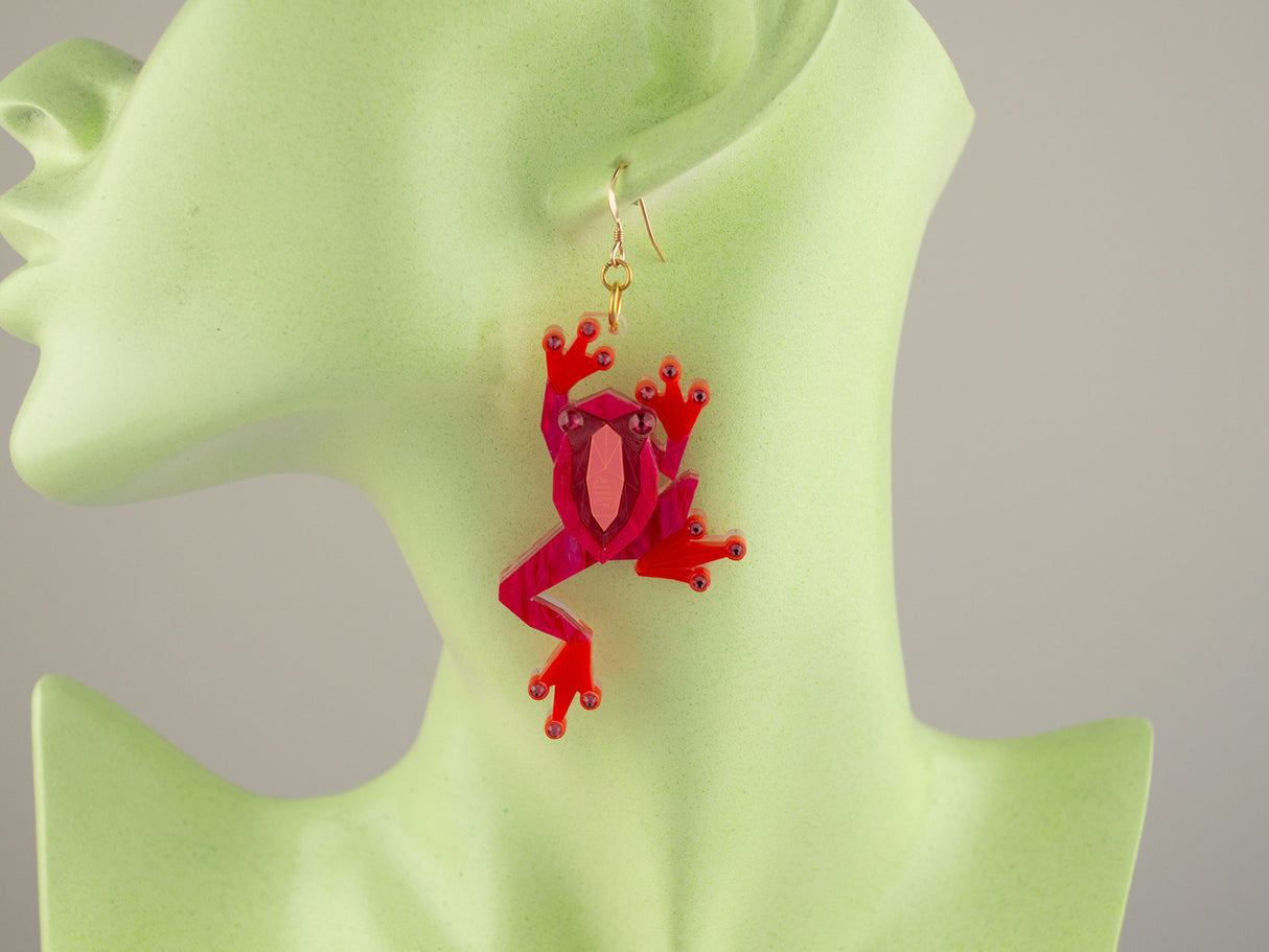 Tree Frog Earrings - Lunar Red