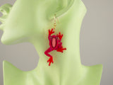 Tree Frog Earrings - Lunar Red