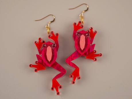 Tree Frog Earrings - Lunar Red
