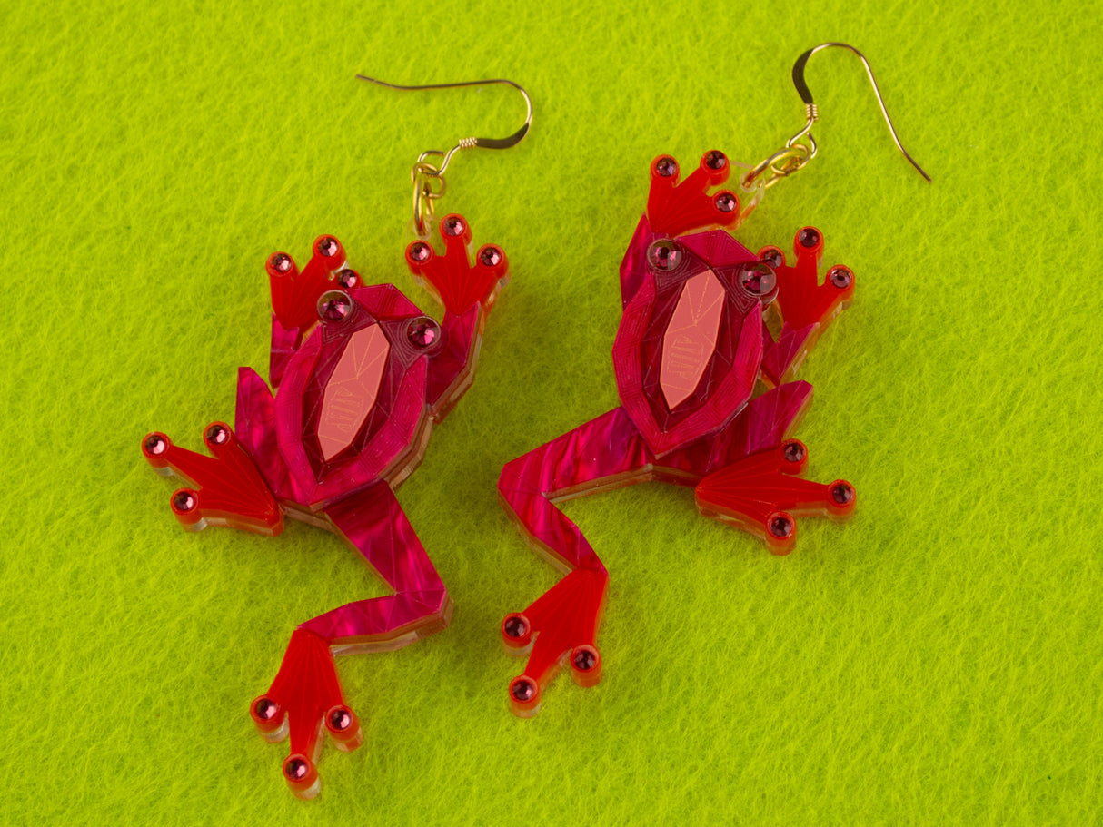 Tree Frog Earrings - Lunar Red