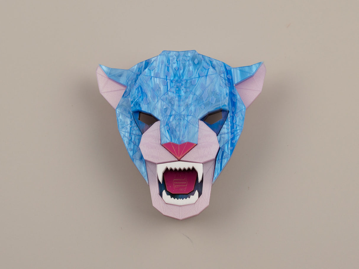 Jaguar Head Brooch - Water Lilies