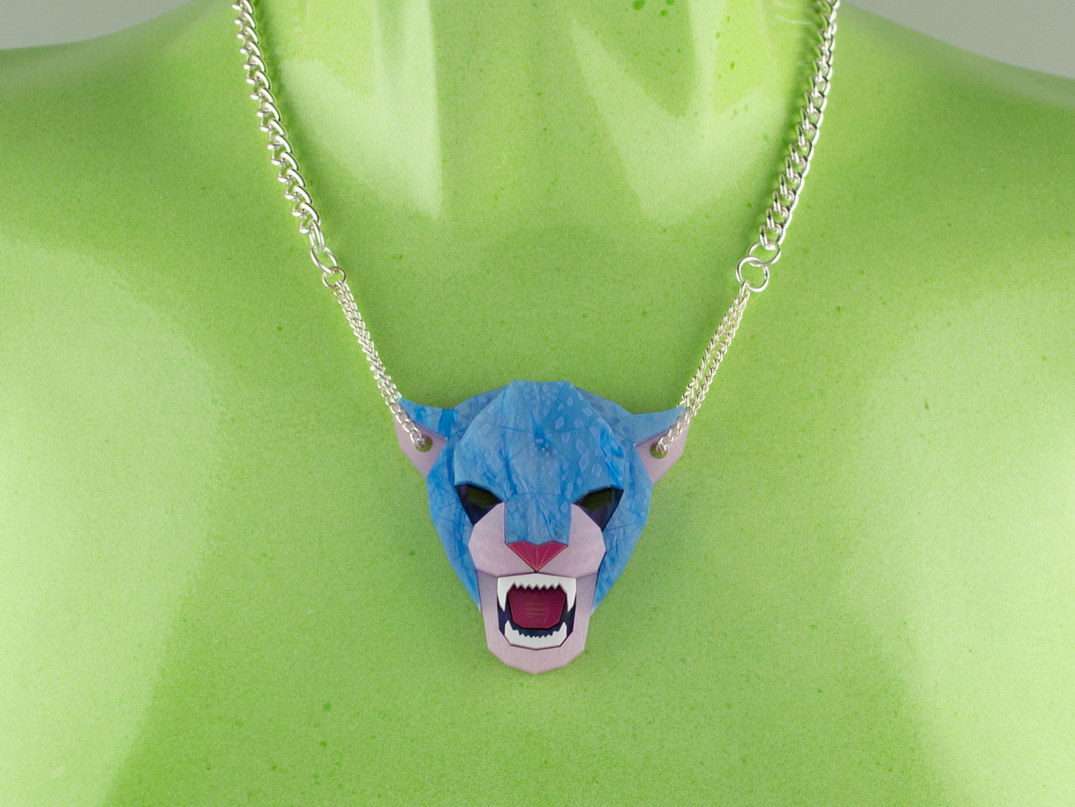 Jaguar Head Necklace - Water Lilies