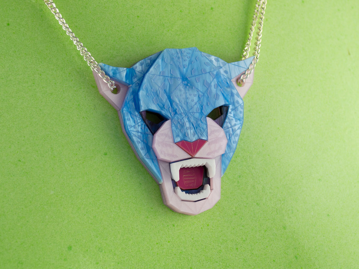 Jaguar Head Necklace - Water Lilies