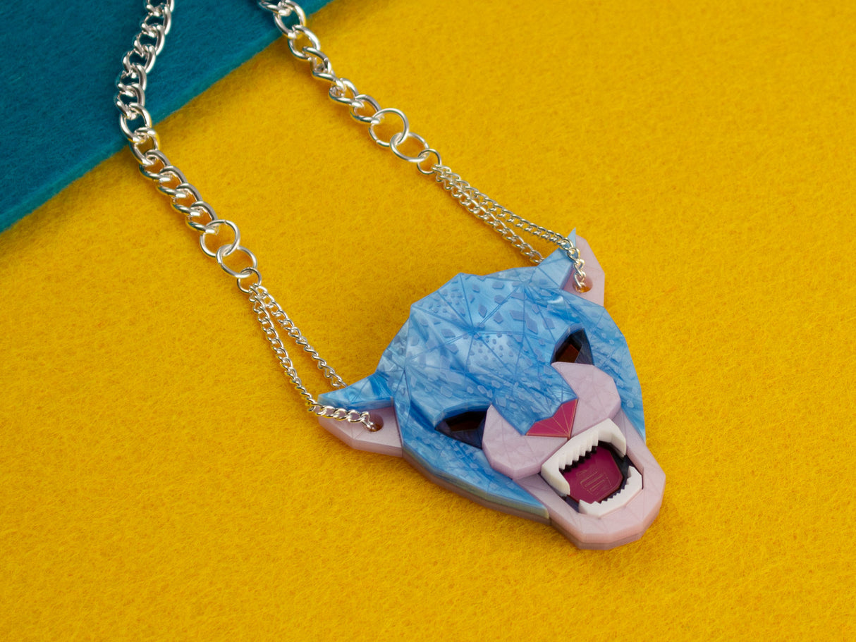 Jaguar Head Necklace - Water Lilies