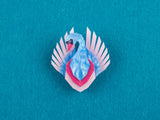 Swan Brooch - Water Lilies