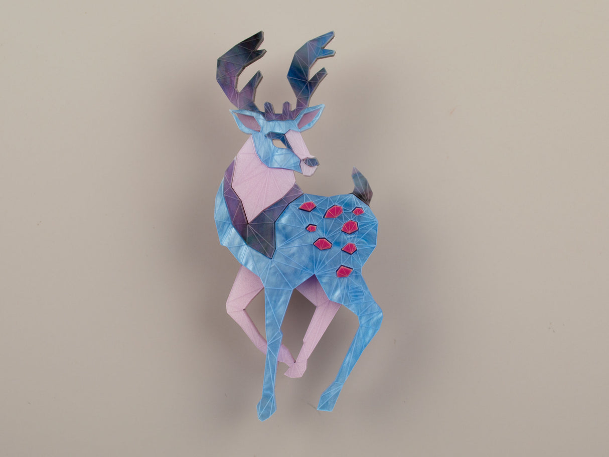 Winter Stag Brooch - Water Lilies