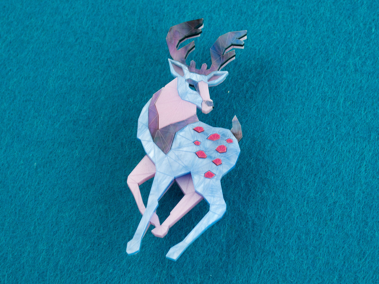 Winter Stag Brooch - Water Lilies