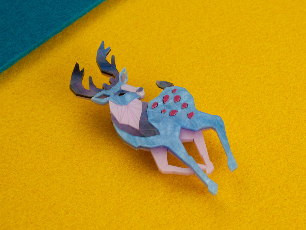 Winter Stag Brooch - Water Lilies